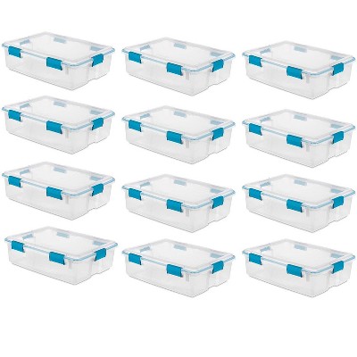 Sterilite 37 Qt Thin Gasket Box Clear Storage Bin Containers, 12-Pack | 19314304