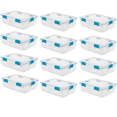 Sterilite 54 Qt Gasket Box, Stackable Storage Bin With Latching Lid And Tight  Seal Plastic Container To Organize Basement, Clear Base And Lid, 16-pack :  Target