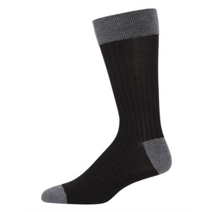Memoi Men's Rib Knit Luxuriously Soft Cashmere Crew Socks - 1 of 4