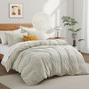 Peace Nest Floral Jacquard Cotton Linen Blend Duvet Cover Set, 3 Piece Bedding Set with Pillow Shams - 2 of 4