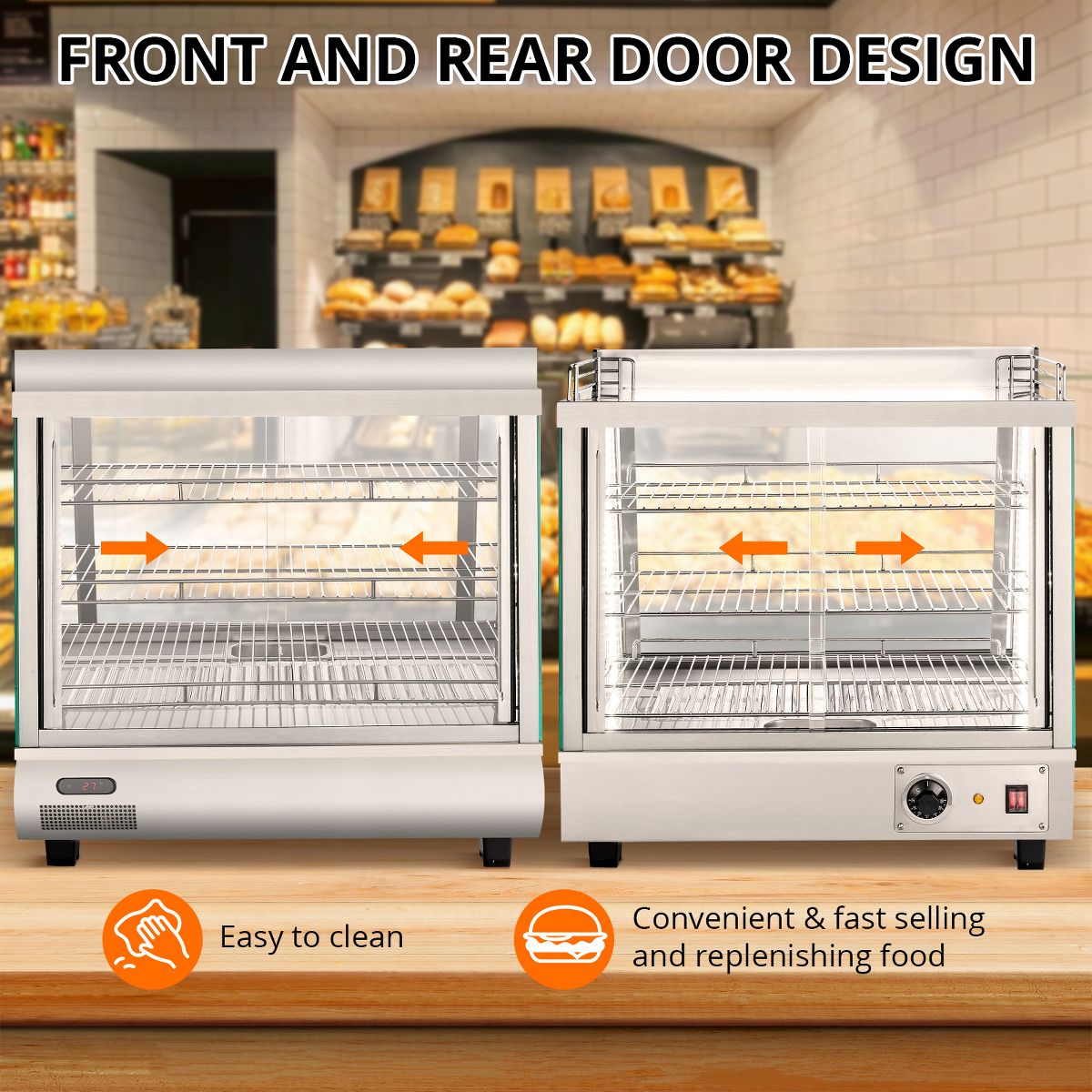 3.4 Cu. ft. Capacity, Countertop Display Warmer with LED Lighting, Adjustable Temperature Control – Perfect for Food Display - thumbnail 4