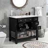 Vynxaria 36 in. 1 Freestanding Black Bath Vanity with White Ceramic Top - 4 of 4