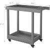 2-Tier Utility Cart with 4 *360°Steering Wheels and 2 Brakes, 1000 Lb Rolling Utility Cart, Home/Office/Warehouse/Cafeteria/Cleaning - 2 of 4