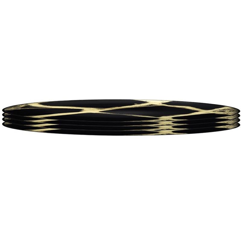 Classic Touch Set of 4 Black and Gold Marbleized 8.25" Plates, 2 of 4
