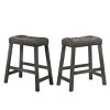SEVOBAL Counter and Bar Stools Rustic Wooden Farmhouse Backless Barstools with Faux Leather Seat for Kitchen Island, Gray, 19.49"*14.76"*25" - 3 of 4
