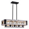 31.5" Industrial Farmhouse Chandelier with Metal Frame and Rope Accents, 5-Light Fixture, Adjustable Height for Dining, Kitchen, or Lounge - 2 of 4