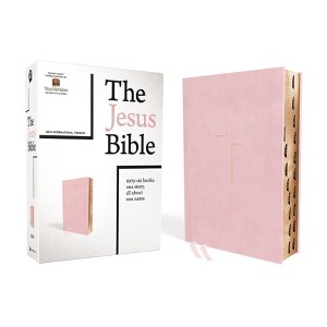 The Jesus Bible, NIV Edition, Leathersoft Over Board, Pink, Indexed, Comfort Print - by  Zondervan (Hardcover) - 1 of 1