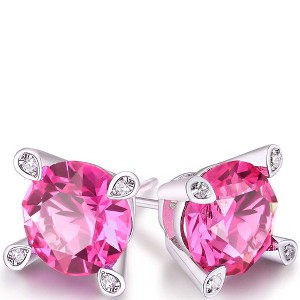 Large Gemstone Stud Earring in 18K White Gold - 1 of 4