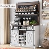 Kitchens Coffee Hutch Cabinet Farmhouse Coffee Bar Cabinet 75" Tall Buffet Cabinet w/ Storage Large Bar Cabinet Buffet Sideboard w/ Sliding Barn Door - 2 of 4