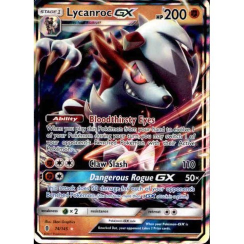 Pokemon Sun And Moon Guardians Rising Ultra Rare Holo Lycanroc Gx 74