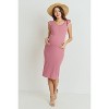 Hello Miz Women's Casual Ribbed Scoop Neck Cap Sleeve Maternity Dress - 3 of 4
