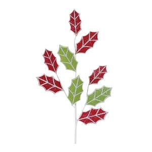 Glittered Fabric Holly Spray (Set of 6) - 1 of 3
