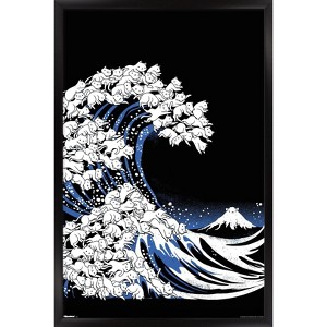 Trends International Tobe Fonseca - Kanagawa Cat Wave Framed Wall Poster Prints - 1 of 4