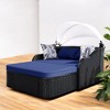 Mshliw 79.9" Outdoor Sun Lounger with Adjustable Canopy, Curved Armrests, and Pillows – PE Rattan Daybed for Patio, Deck, or Garden - 2 of 4