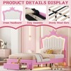 BABYYER Full Size Upholstered Bed Frame, Modern Princess Platform Bed with Adjustable Crown Headboard, No Noise for Girls - 3 of 4