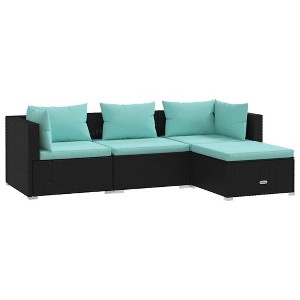 vidaXL Garden Lounge Set Black PE Rattan Medium Modular - 1 of 4