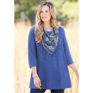 Catherines Women's Plus Size Impossibly Soft Tunic & Scarf Duet - 1 of 2