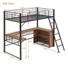 Twin Size Metal Loft Bed with 3 Layers of Shelves and L-shaped Desk, Black - 4 of 4