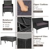 Tangkula 4PCS Outdoor Furniture Set Patio Rattan Conversation Set w/ Gray & Off White Cushion - 4 of 4