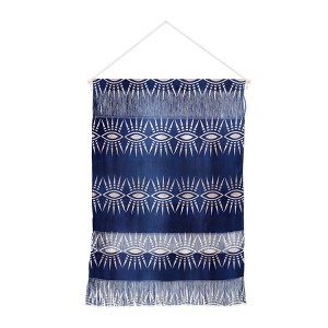 22"x31.5" Schatzi Brown Mila Eye Stripe Indigo Wall Hanging Portrait Blue - Deny Designs - 1 of 4