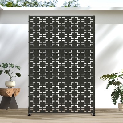PexFix 72 in. x 47 in. Outdoor Privacy Rectangle Screen Galvanized Steel Panel Divider in Black