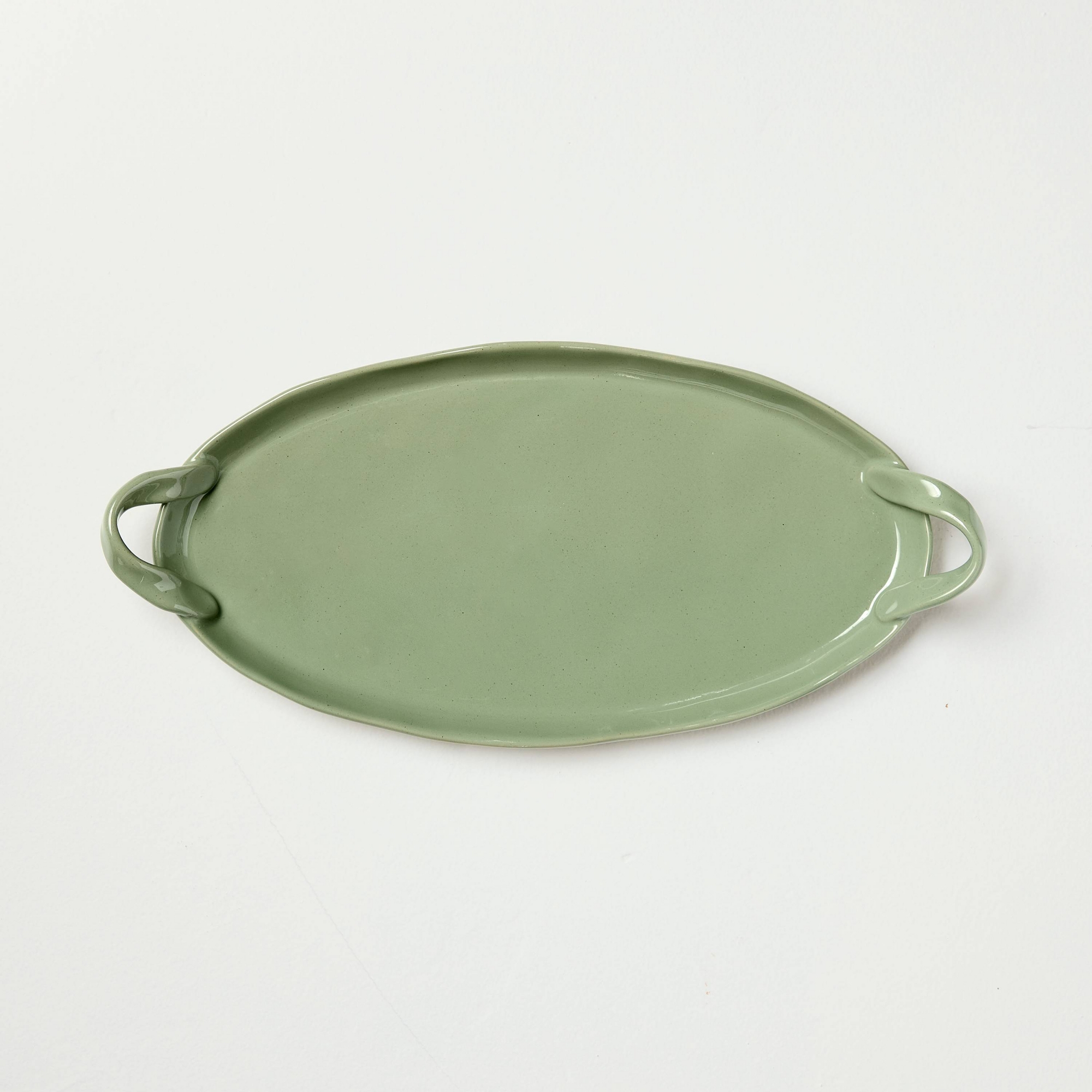 16"x7.75" Ceramic Decorative Tray Green - Hearth & Hand™ with Magnolia