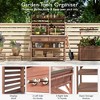 Whisen 64.9"H Outdoor Potting Bench Table with Lockable Wheels, Solid Wood Outdoor Kitchen Island with Upper Hutch and Towel Rack - 3 of 4