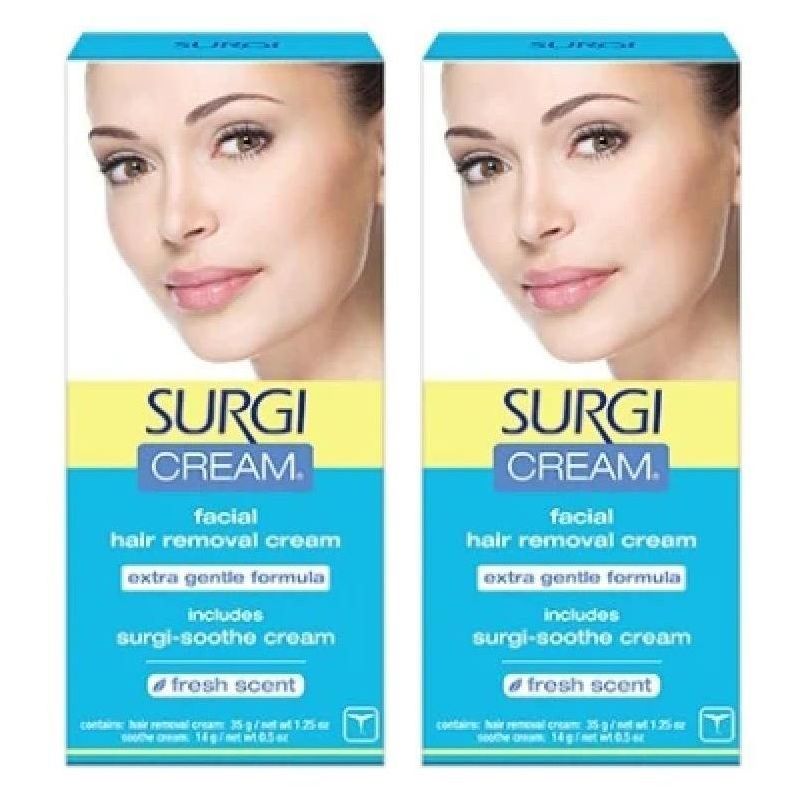 Surgi Cream FACIAL HAIR REMOVAL CREAM (Extra Gentle Formula) - PACK OF 2 - Includes Surgi-Sooth Creme (Fresh Scent) Surgicream, 1 of 7