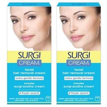 Surgi Cream FACIAL HAIR REMOVAL CREAM (Extra Gentle Formula) - PACK OF 2 - Includes Surgi-Sooth Creme (Fresh Scent) Surgicream