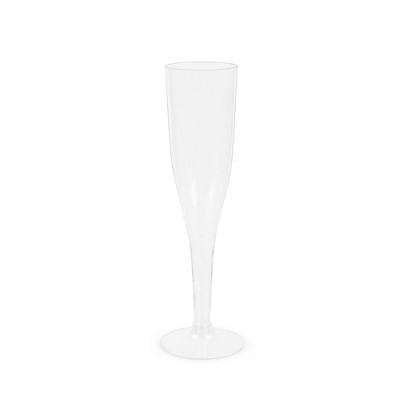 True Party Gold Rimmed Champagne Flutes, Disposable Stemmed Clear