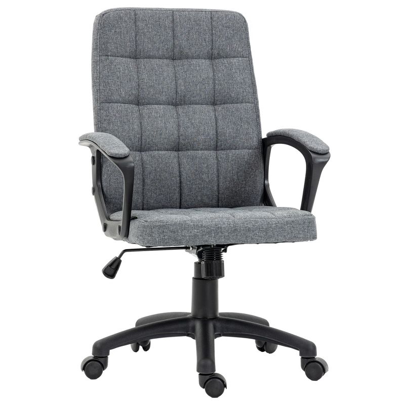 Vinsetto Mid Back Office Chair with Adjustable Height, Wheels, Arms, Comfy Computer Chair, 4 of 7