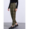 Allegra K Women's Plaid Tartan High Waisted Button Casual Pants - 3 of 4