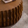 Drum Fluted Round Coffee Table Mid Century Circle Center Coffee Table with Sturdy Pedestal for Bedroom Apartment Living Room Farmhouse-The Pop Home - 4 of 4