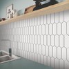 Wikineon 10-Sheet Peel & Stick Backsplash – White Long Hexagon Self-Adhesive Tile, Stone Composite Mosaic for Kitchen, Bathroom, Fireplace 12"x11.22" - 2 of 4