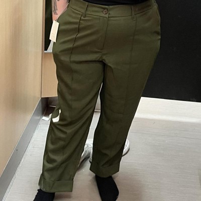 Women's High-Rise Slim Fit Effortless Pintuck Ankle Pants - A New Day™  Green 4