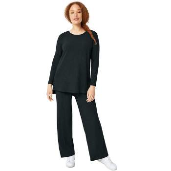 Ellos Women's Plus Size Knit Capri Leggings - 10/12, Animal Heather Black  at  Women's Clothing store