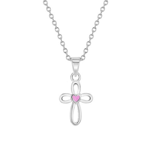 Girls' Tiny Open Cz Cross Sterling Silver Necklace - In Season Jewelry :  Target