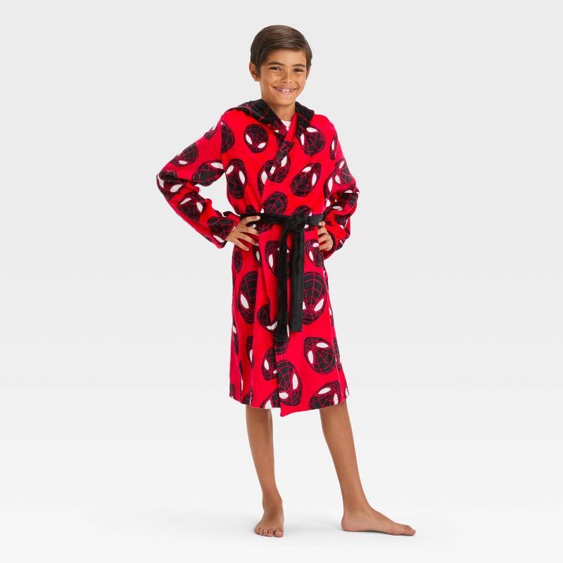 Boys' Spider-Man: Miles Morales Hooded Robe - Red, 1 of 4