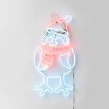22" Neon Style Winter Dressed Bird Christmas Novelty Silhouette Light Red - Wondershop™