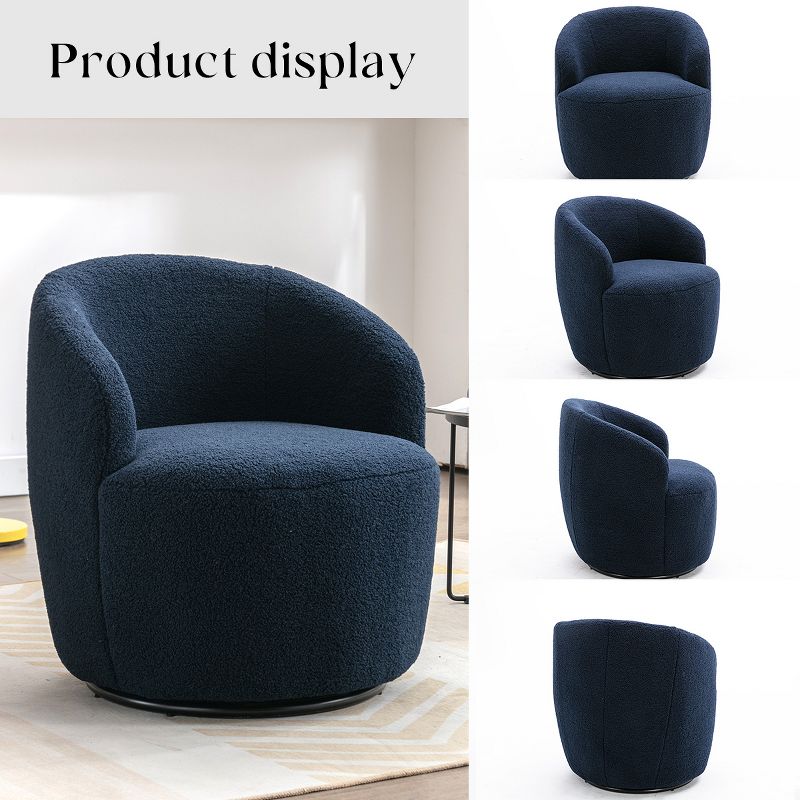 Fannie Set Of 2 Teddy Swivel Chair,25.60'' Wide Small Size Teddy Accent Chairs,Upholstered 360° Swivel Barrel Chair-The Pop Maison, 3 of 10