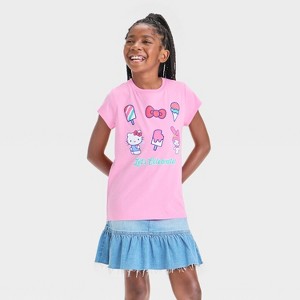 Girls' Hello Kitty Let's Celebrate Short Sleeve Graphic T-Shirt - Pink - 1 of 4