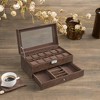 Elegant 12-Slot Watch Box, Lockable Case with Glass Lid, 2 Layers, 1 Drawer for Rings, Bracelets - Gift Idea in Synthetic Leather - 4 of 4