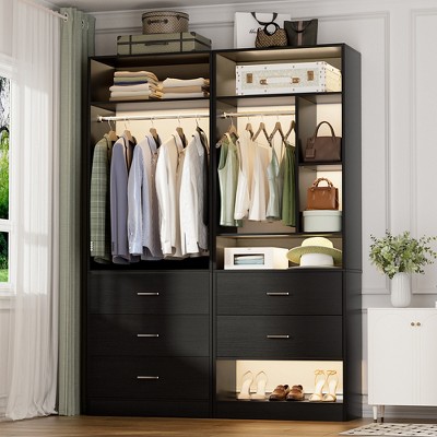 Aheaplus 48" Closet System with 5 Wood Drawers