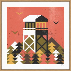 22" x 22" Forest Firewatch by Robert John Paterson Framed Canvas Wall Art Print - Amanti Art - 1 of 4