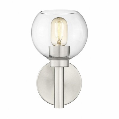 Sleek Brushed Nickel 7" Wall Sconce with Clear Globe Shade