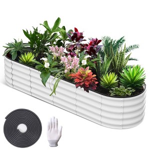 Garvee 6x3x1 FT Galvanized Raised Bed for Outdoor, Oval Garden Bed with Open Base, Tool-Free Assembly Planter Raised Boxes for Vegetables & Flowers - 1 of 4