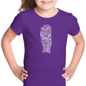 LA Pop Art Girl's Word Art T-shirt - TIGER - 1 of 4