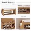 Airsurfer Shoe Storage Bench with Cushion ¨C Retro Entryway Bench with Curved Sides and Open Shelf, Multifunctional Design for Hallway or Living Room - 4 of 4