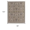 Tan Brown and Gray Wool Oriental Hand Knotted Area Rug With Fringe - 3 of 4