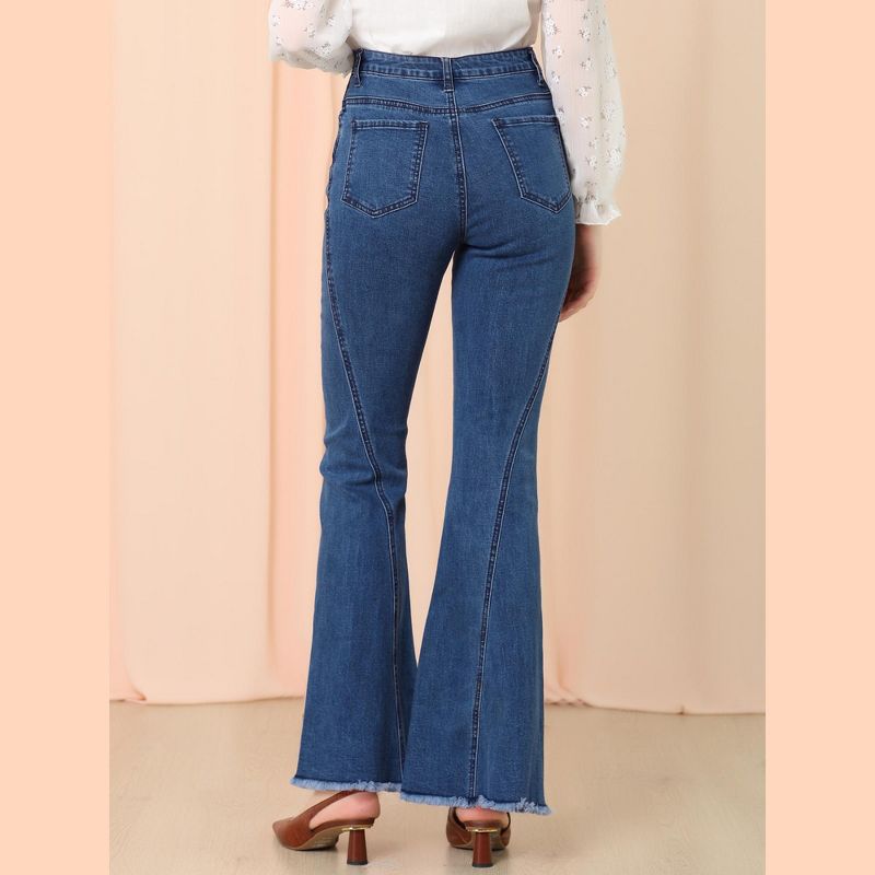 Allegra K Women's Vintage High Waist Stretch Denim Bell Bottoms Jeans, 6 of 7